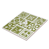 Carreau Patchwork floral, moderne, blanc, vert olive (Côté)