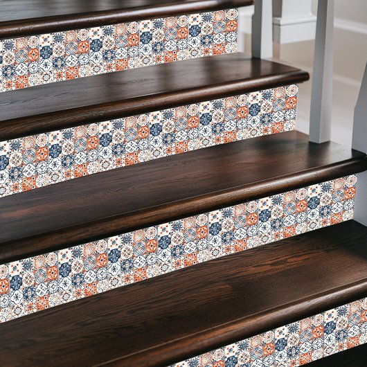 Carreau Patchwork marocain - Boho Blue, Red & Gold