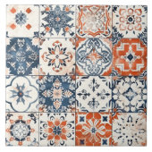 Carreau Patchwork marocain - Boho Blue, Red & Gold (Devant)