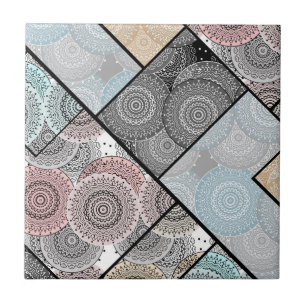 Carreau Patchwork quilt céramique cercles mandala pâte