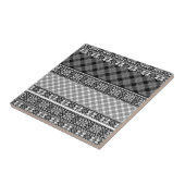 Carreau Patchwork rayé noir et blanc avec dentelle (Côté)