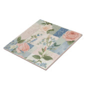 Carreau Patchwork Rose Et Bleu Fleur Doux Et Délicat (Côté)