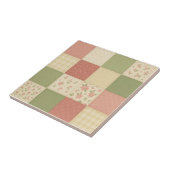 Carreau Patchwork rose vert Quilt Rustique Agritourisme Fl (Côté)