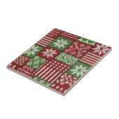 Carreau Patchwork tricoté classique de Noël - Rouge, Vert (Côté)