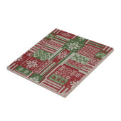 Carreau Patchwork tricoté classique de Noël - Rouge, Vert (Côté)