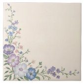 Carreau Pâte violet, blanc & bleu Botanique Flore Imprimer (Devant)