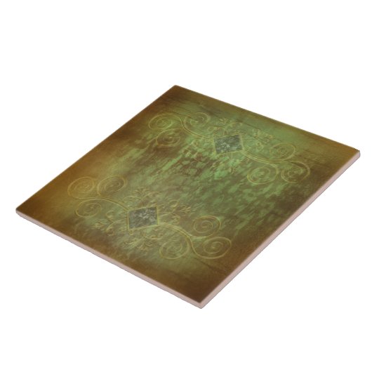 Carreau Patina Abstraite cuivre et vert par Renee (Côté)