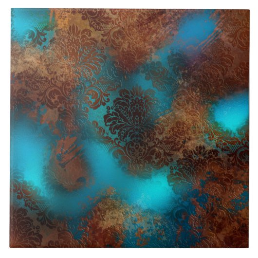 Carreau Patina de cuivre dépoli Damas (Devant)