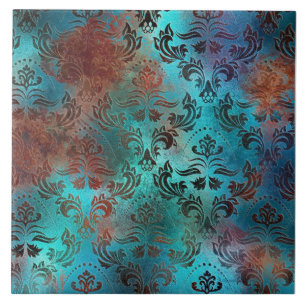 Carreau Patina de cuivre dépoli Damas