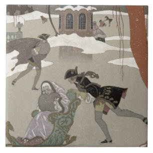 Carreau Patinage de glace sur le lac congelé, illustration
