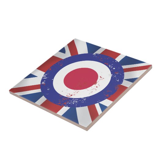 Carreau Patiné Mod Target sur l'effet soie Union Jack (Côté)
