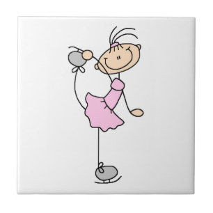 Carreau Patineuse artistique fille rose en bonhomme allume