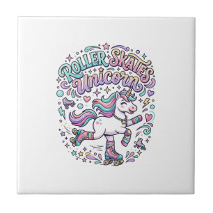 Carreau Patins à roulettes Licorne Graphisme de style rétr
