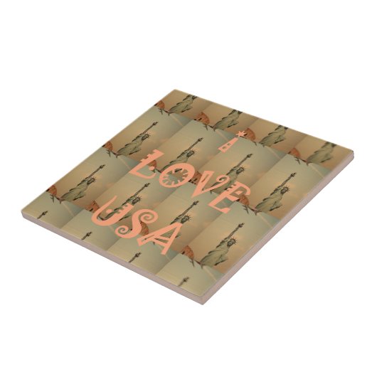 Carreau Patriotic Pop Art : "I Love USA" Graphisme Art Des (Côté)