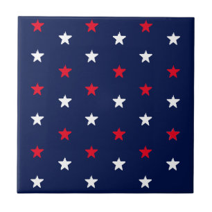 Carreau Patriotique Rouge bleu marine étoiles bleues 4 jui