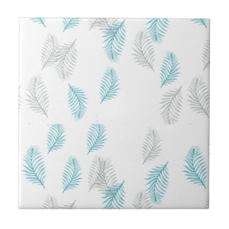 Carreau Pattern Blue & Gray Leaves