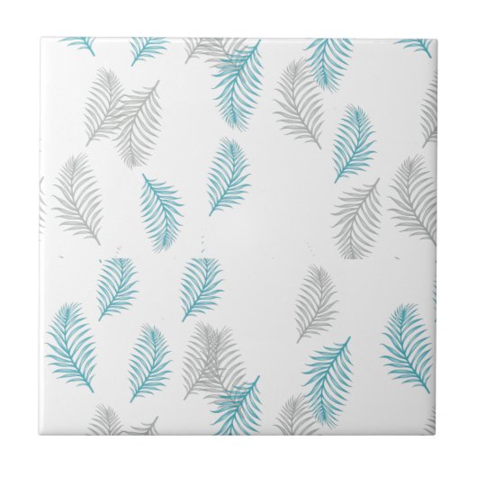 Carreau Pattern Blue & Gray Leaves (Devant)