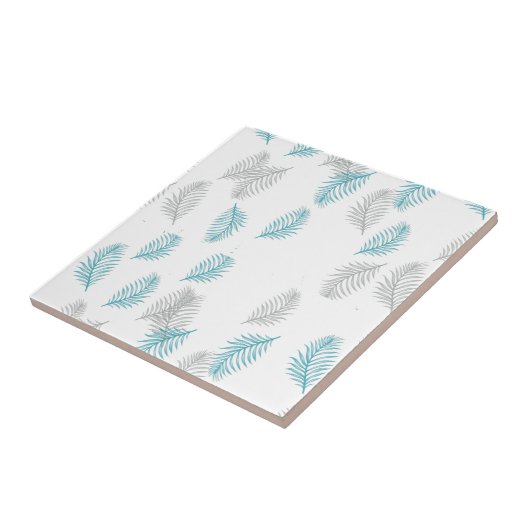 Carreau Pattern Blue & Gray Leaves (Côté)