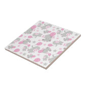 Carreau Pattern of Elephants, Cute Elephants - Pink Gray (Côté)