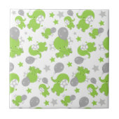 Carreau Pattern of Green Elephants, Cute Elephants, stars (Devant)