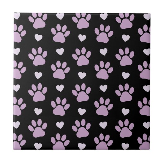 Carreau Pattern of paws, Dog paws, Lilac paws, Hearts (Devant)