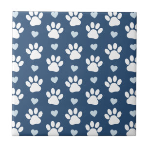Carreau Pattern of paws, Dog paws, White paws, Blue Hearts
