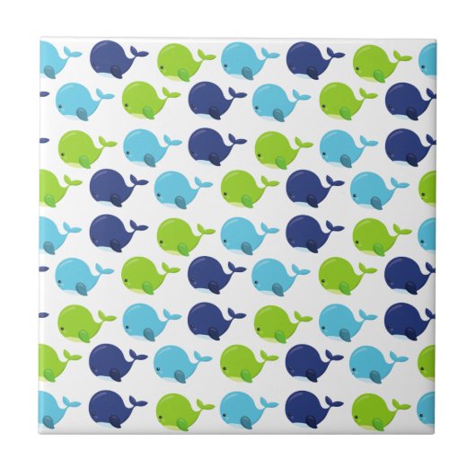 Carreau Pattern of Whales, Cute Whales, Sea Animals (Devant)
