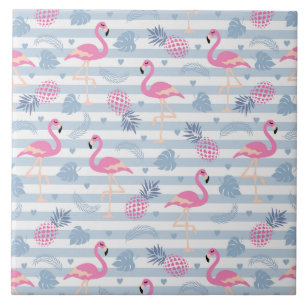 Carreau Patters de Whimsical Flamingo et Pineapple