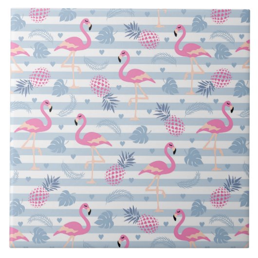 Carreau Patters de Whimsical Flamingo et Pineapple (Devant)
