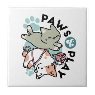 Carreau Pattes et Jeux – Illustration de Chat Adorable