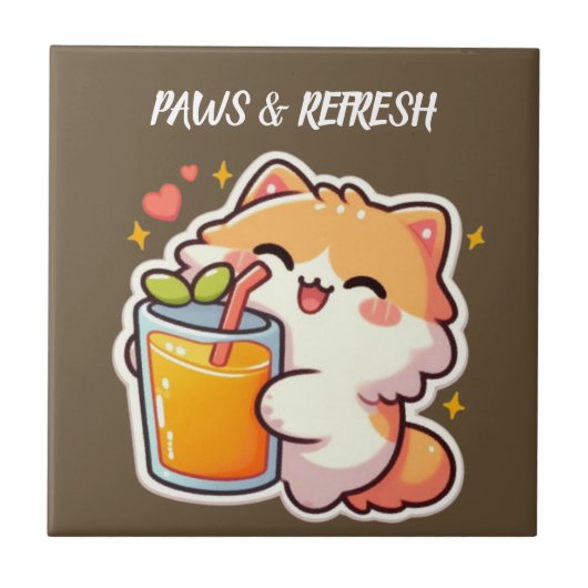 Carreau Pattes personnalisées et design de chat mignon Ref (Devant)