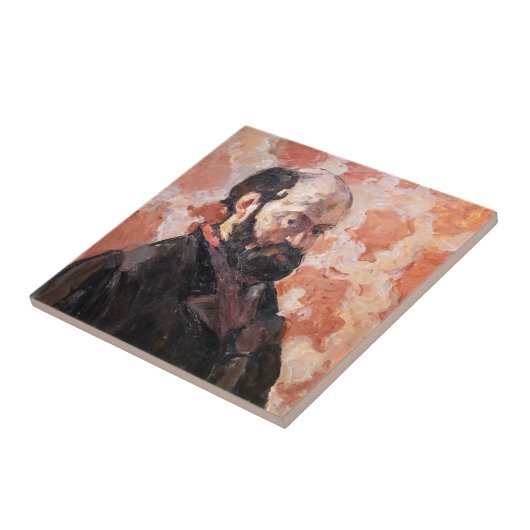 Carreau Paul Cezanne - Autoportrait avec arrière - plan ro (Côté)