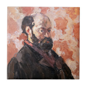 Carreau Paul Cezanne - Autoportrait avec fond rose