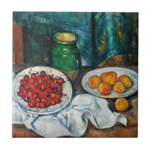 Carreau Paul Cezanne - Nature morte aux cerises et aux pêc