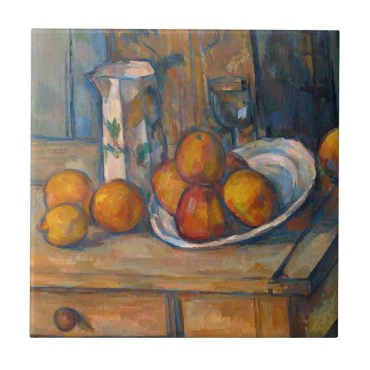 Carreau Paul Cezanne - Nature morte avec pot à lait et fru (Devant)
