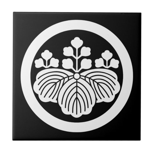 Carreau Paulownia avec 5-3 fleurs en cercle (Devant)