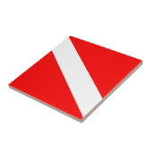 Carreau pavillon plongeur rouge diagonal symbole de plongé (Côté)