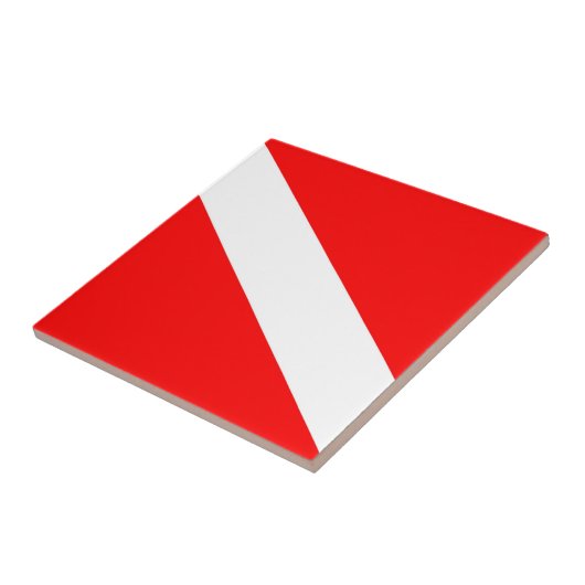 Carreau pavillon plongeur rouge diagonal symbole de plongé (Côté)