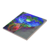 Carreau pavot bleu floral Abstrait (Côté)