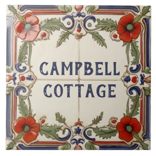 Carreau Pavot Flower Custom Nom de la maison Plaque signal (Devant)