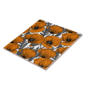 Carreau Pavot orange sur blanc (Côté)