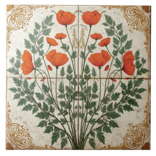 Carreau Pavot orné avec bordure dorée