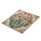 Carreau Pavot orné avec bordure dorée (Côté)