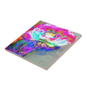 Carreau Pavot rose, aquarelle peinture florale (Côté)