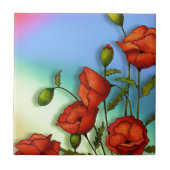 Carreau Pavots rouges sur l'arrière - plan multicolore : (Devant)