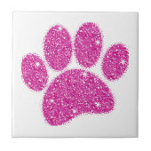 Carreau Pawprint de chien de Parties scintillant rose (Devant)