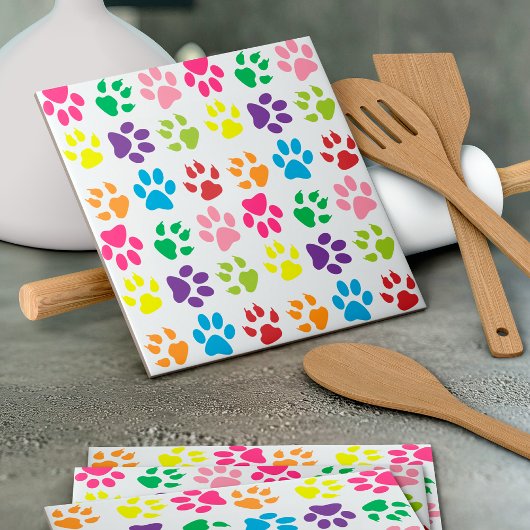 Carreau Paws Colorés, Paws Chiens, Paws Chat