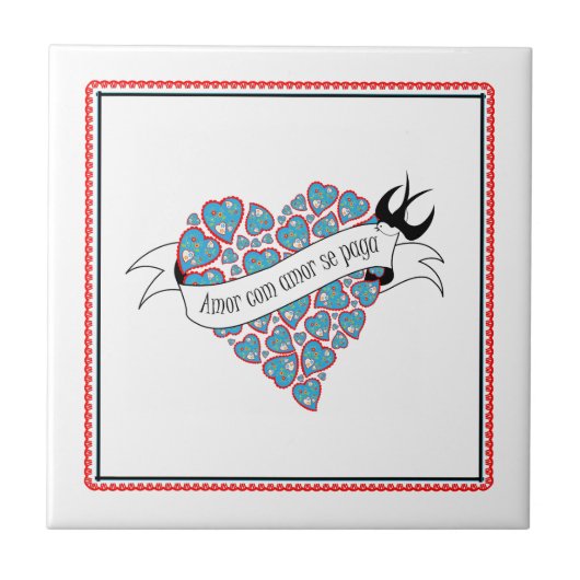 Carreau Payer l'amour avec l'amour illustré proverbe portu (Devant)