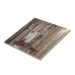 Carreau Pays de grange primitif Western Cowboy Boot