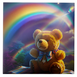 Carreau Pays des merveilles ours en peluche arc-en-ciel en